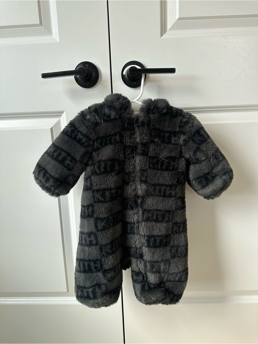 Kith Black & Charcoal Plush Infant One-Piece